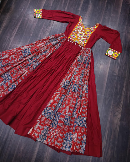 2025 Navratri Bandhani Gown with Kutchi Patchwork
