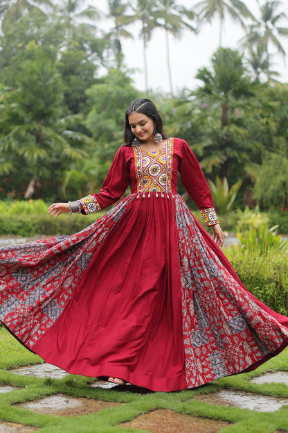2025 Navratri Bandhani Gown with Kutchi Patchwork