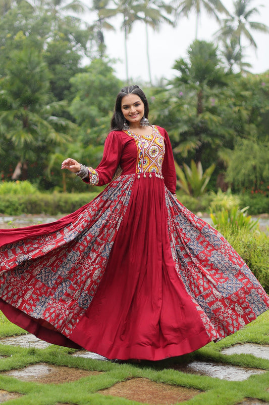 2025 Navratri Bandhani Gown with Kutchi Patchwork