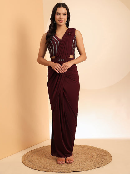 Elegant Ready-to-Wear Crystal Saree