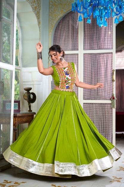 Chaniya Choli for Garba Nights – Gamthi Work Blouse & Rayon Lehenga