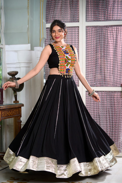Chaniya Choli for Garba Nights – Gamthi Work Blouse & Rayon Lehenga
