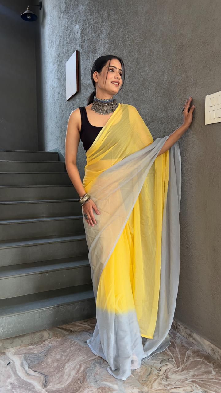 Instant Ready Ethnic Look – Georgette Saree with Designer Blouse