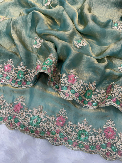 Royal Radiance: Multicolour Sequin Saree in Soft Silk