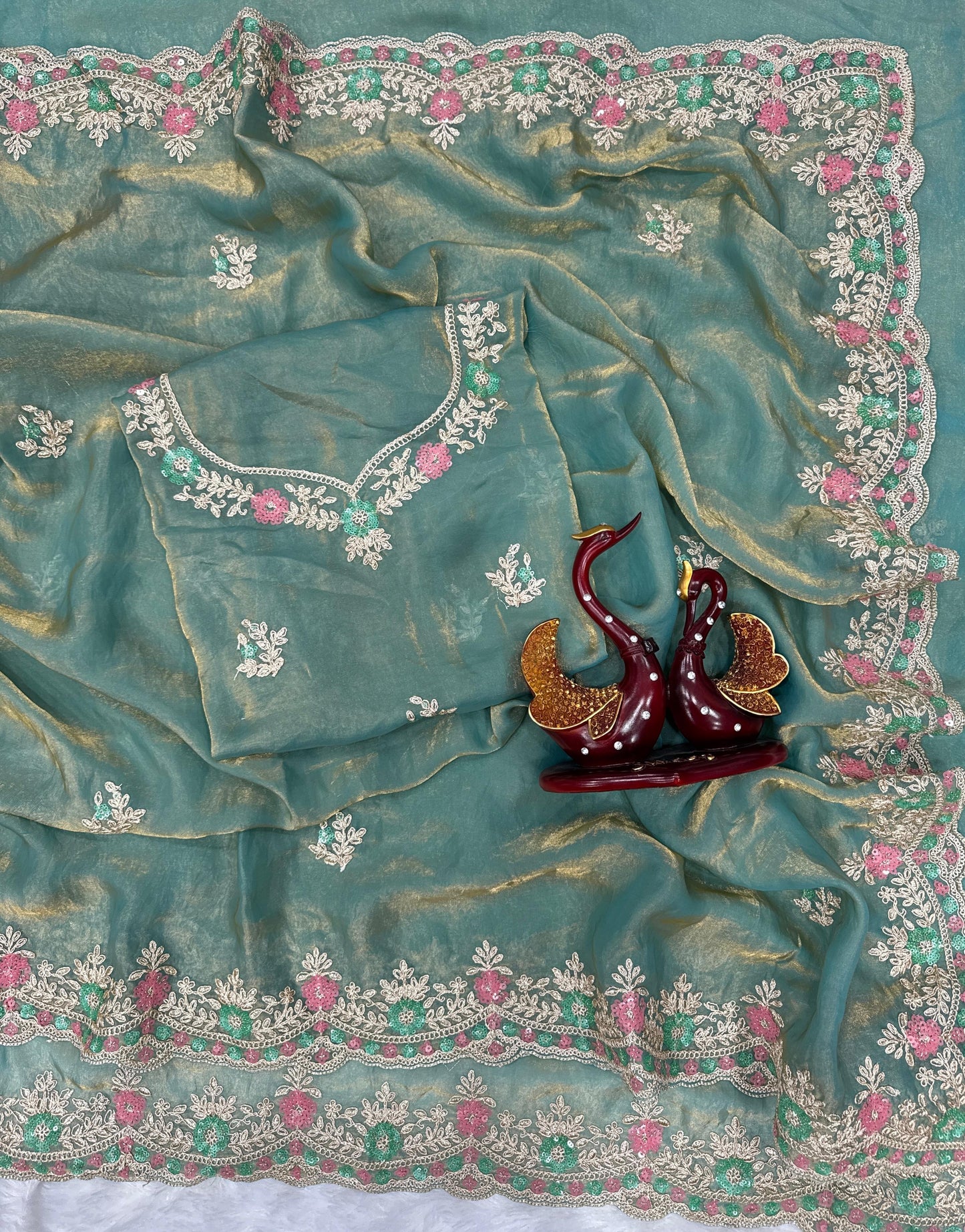 Royal Radiance: Multicolour Sequin Saree in Soft Silk