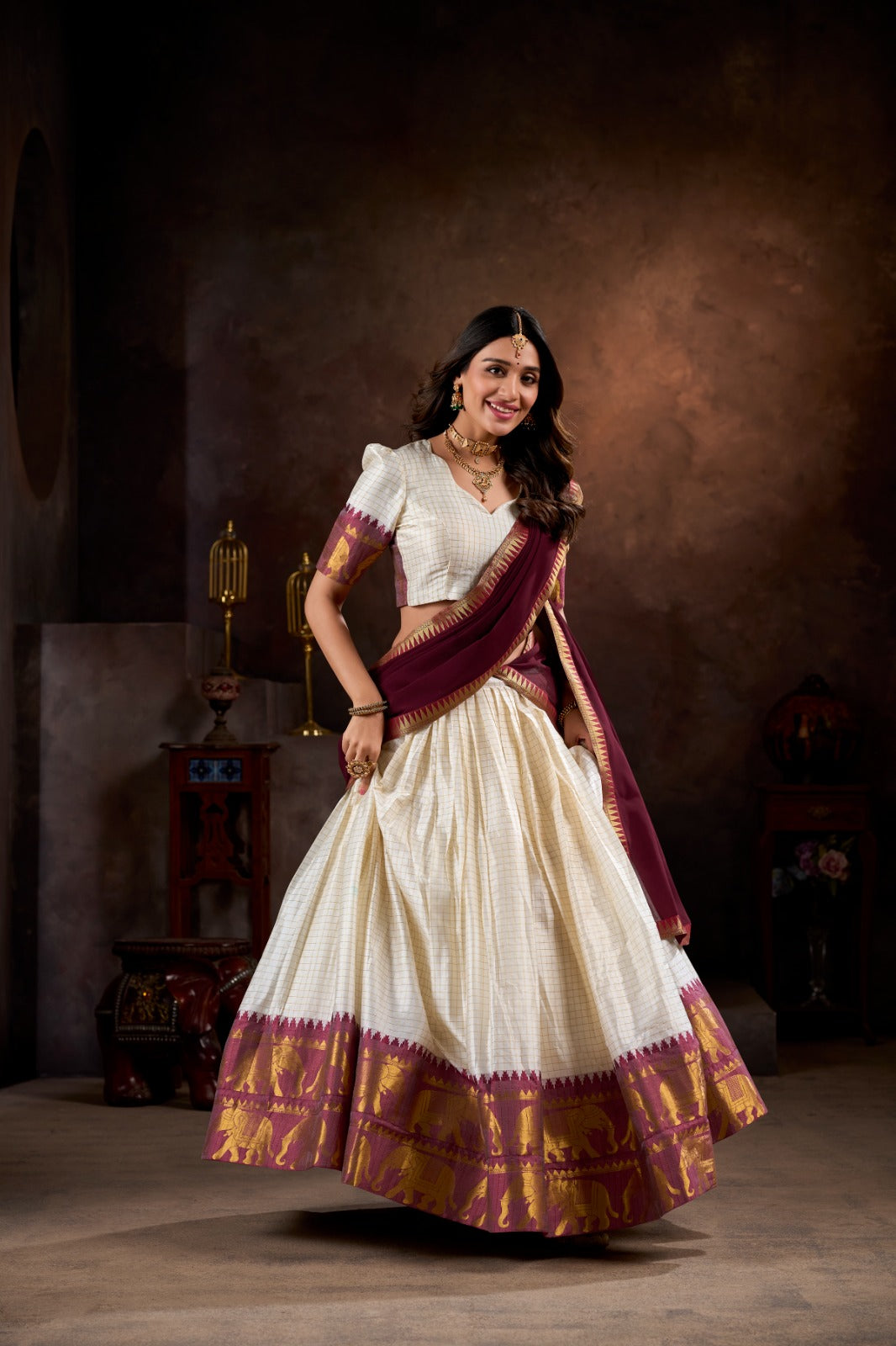 Onam Special Kalyani Cotton Lehenga Choli with Georgette Dupatta