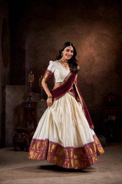 Onam Special Kalyani Cotton Lehenga Choli with Georgette Dupatta