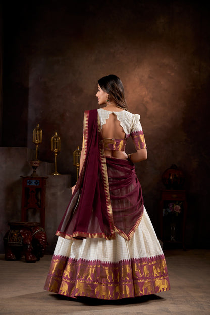Onam Special Kalyani Cotton Lehenga Choli with Georgette Dupatta