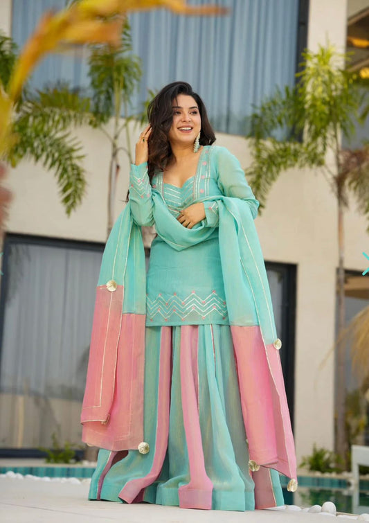 Ethnic Party Look Lehenga Set in Premium Currency Silk