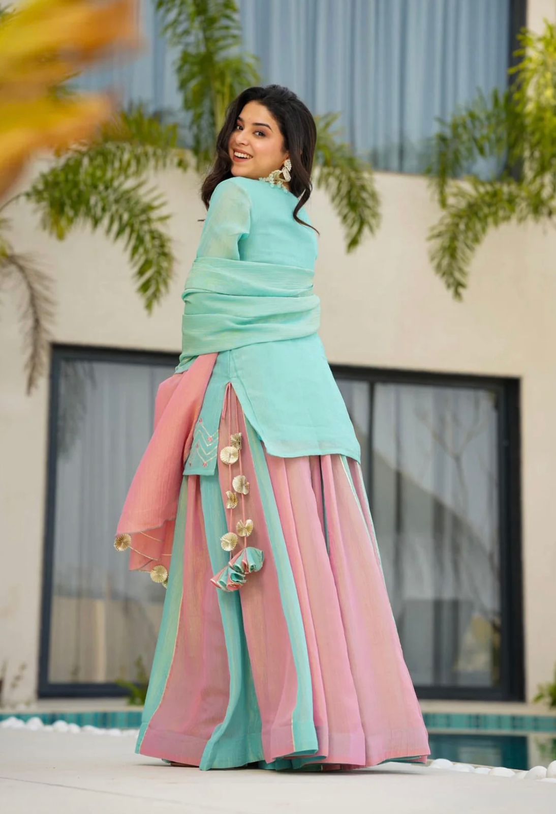 Ethnic Party Look Lehenga Set in Premium Currency Silk