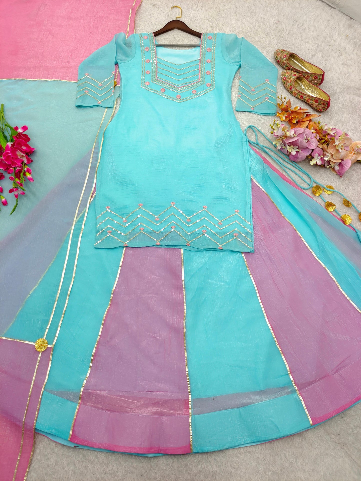 Ethnic Party Look Lehenga Set in Premium Currency Silk