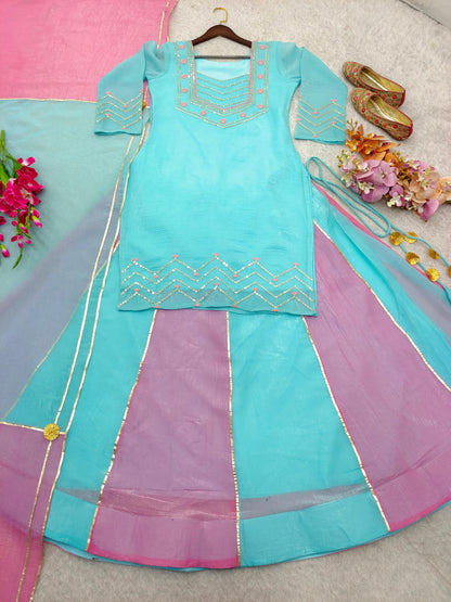 Ethnic Party Look Lehenga Set in Premium Currency Silk