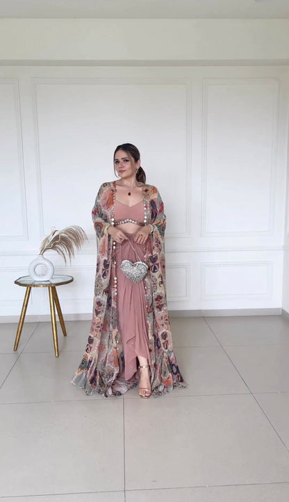 Stylish Fiona Silk Indo-Western Set for Weddings & Parties