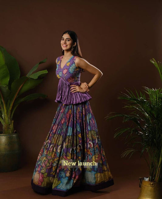 Festival Special Kalamkari Crop Top Lehenga Set