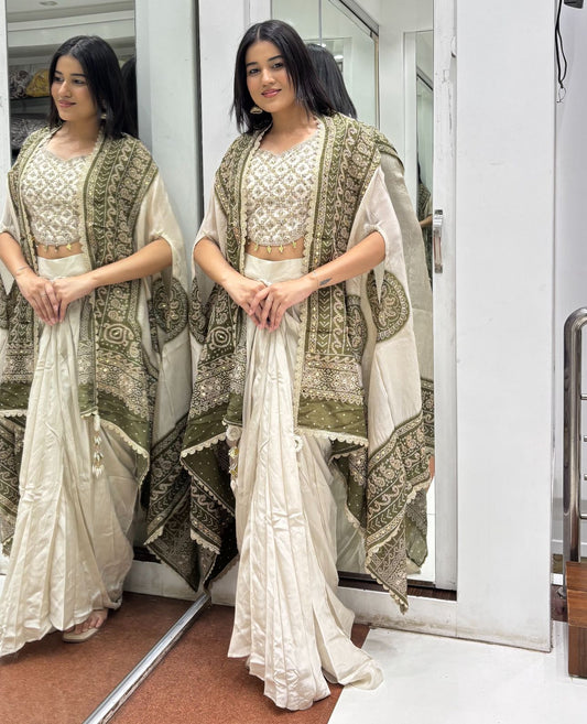 Indo-Western Dhoti with Bandhani Dupatta