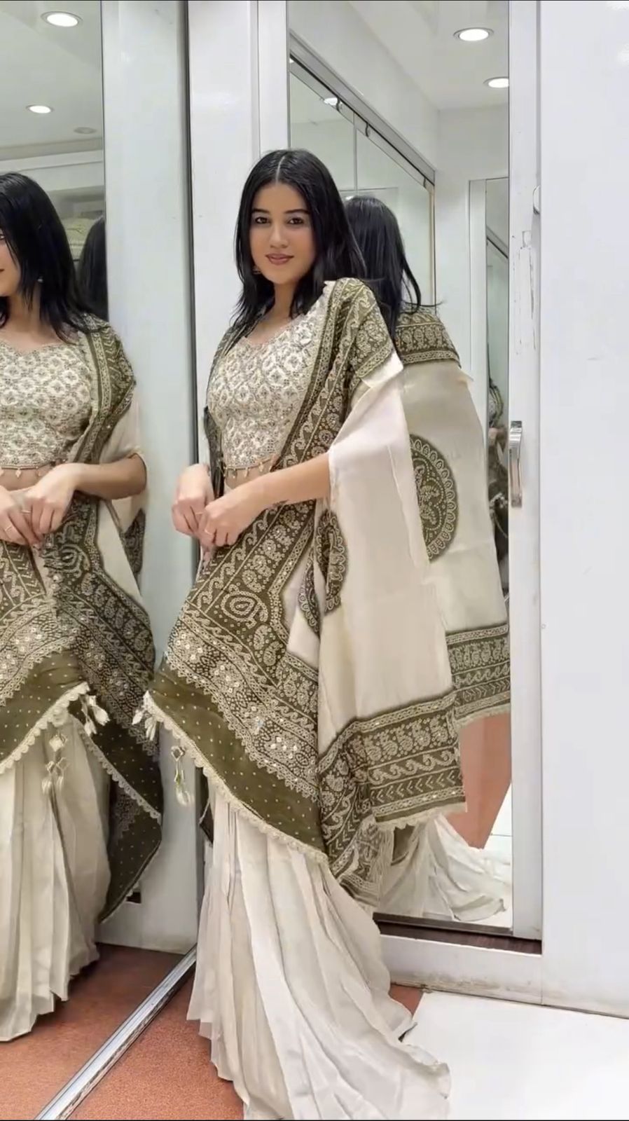 Indo-Western Dhoti with Bandhani Dupatta
