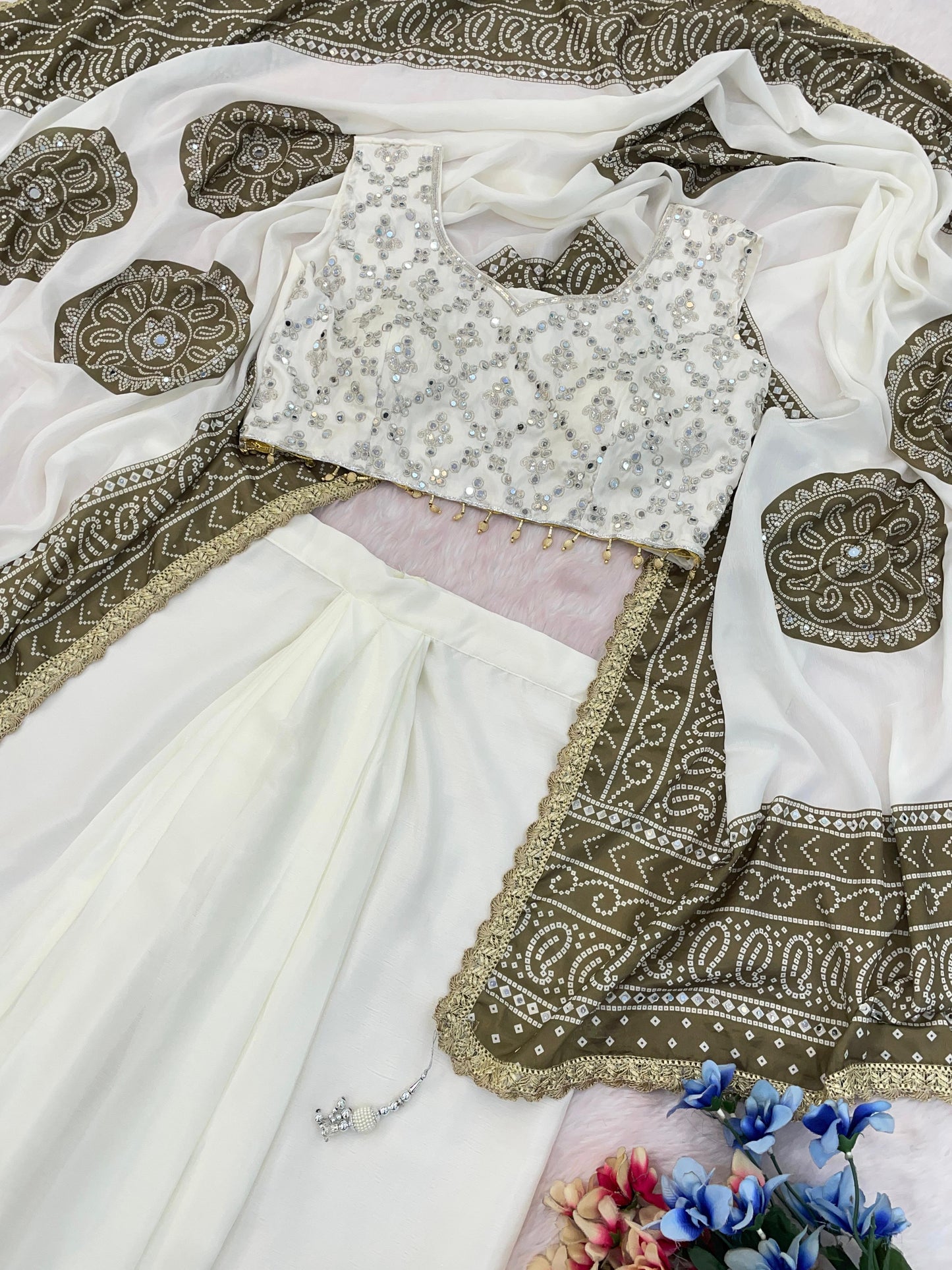 Indo-Western Dhoti with Bandhani Dupatta