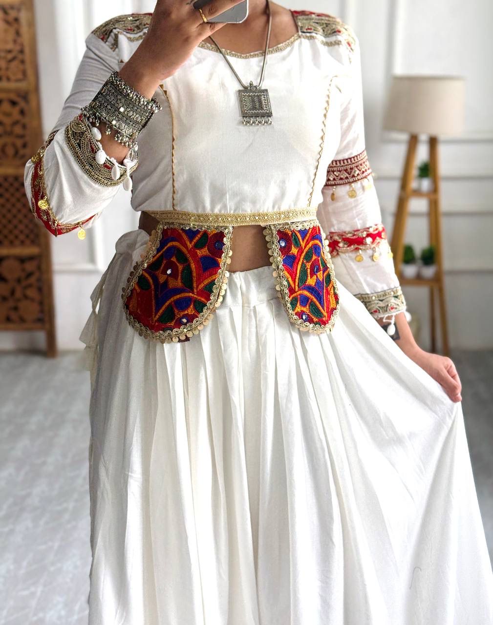 Mirror Work Cotton Lehenga Choli