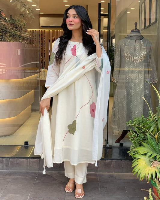 New Launch: Designer Kurti Pant Set with Embroidery & Dupatta