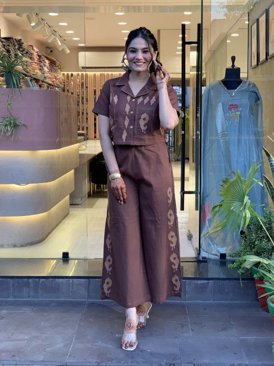 Cotton Embroidered Coord Set with Pocketed Plazzo