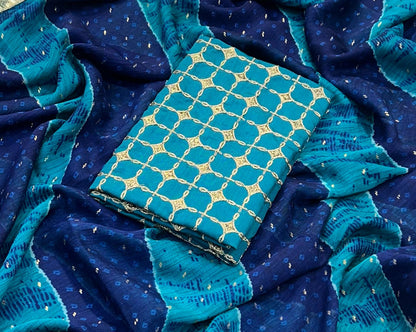 Gerua by Stavan – Pure Chiffon with Embroidery Border & Blouse