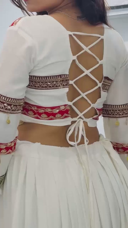 Mirror Work Cotton Lehenga Choli