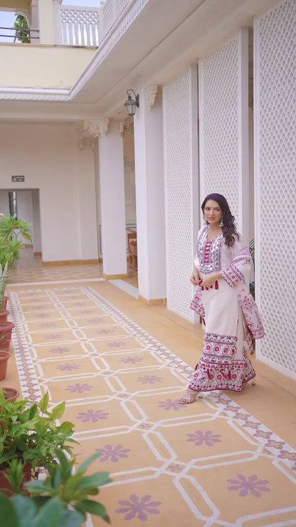 Printed Maslin Top with Palazzo and Stylish Dupatta