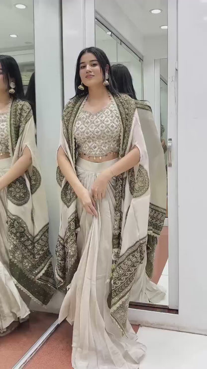 Indo-Western Dhoti with Bandhani Dupatta