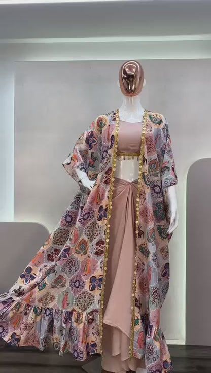 Stylish Fiona Silk Indo-Western Set for Weddings & Parties