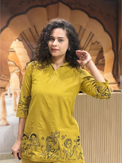 Printed Cotton Kurti with Pant Set