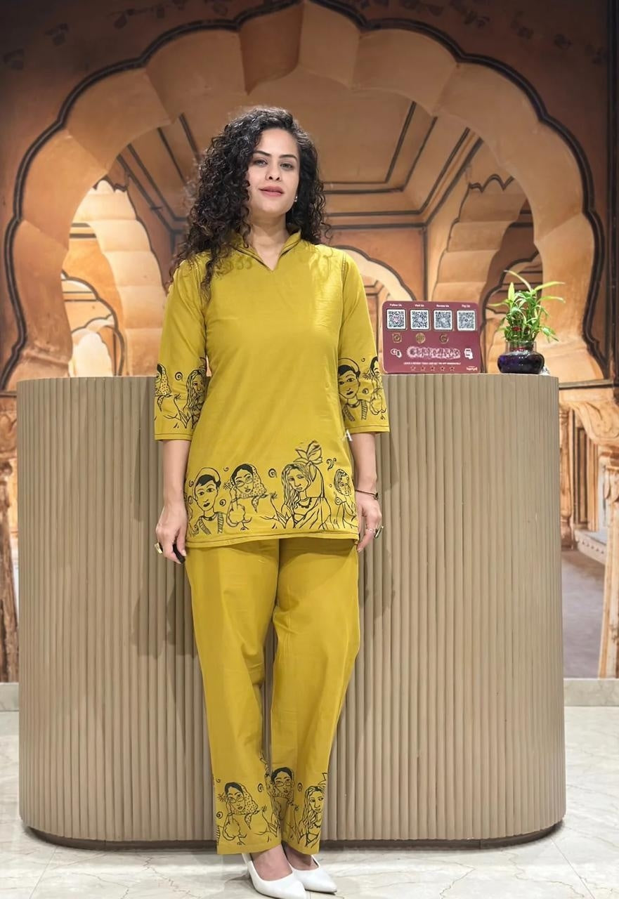 Printed Cotton Kurti with Pant Set