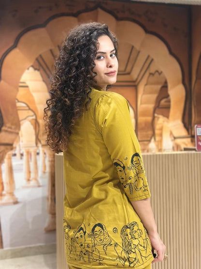 Printed Cotton Kurti with Pant Set