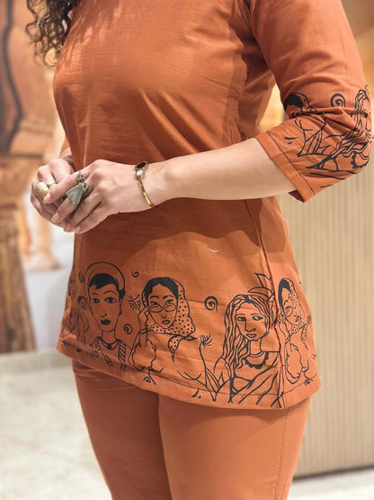 Printed Cotton Kurti with Pant Set